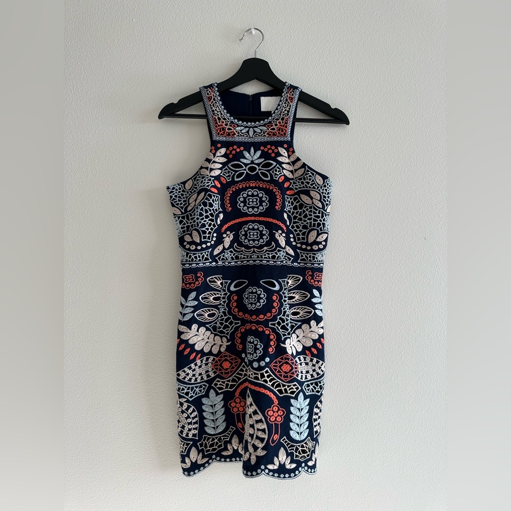 J.O.A - Embroidered Tank Dress in Navy XS